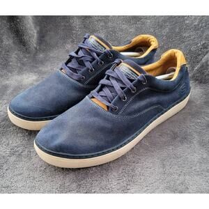 Skechers Mens Palen Leather Lace Up Sneaker Shoe Navy Blue Size 13
